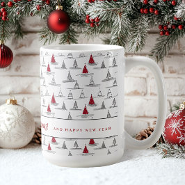 赤いクリスマスツリーパターン#5 ID1009 コーヒーマグカップ