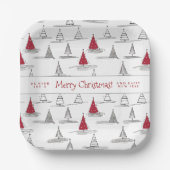 赤いクリスマスツリーパターン#5 ID1009 ペーパープレート (正面)
