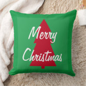 赤いクリスマスツリーホワイトグリーン クッション (ブランケット)