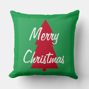 赤いクリスマスツリーホワイトグリーン クッション