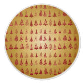 赤いクリスマスツリーモダンオン金ゴールド セラミックノブ (正面)