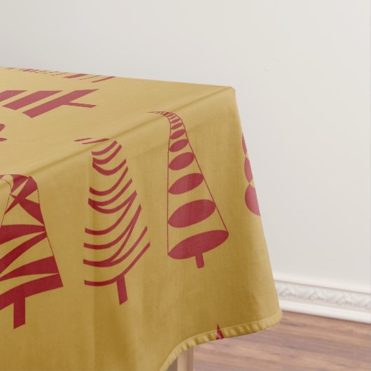 赤いクリスマスツリーモダンオン金ゴールド テーブルクロス (インサイチュ)