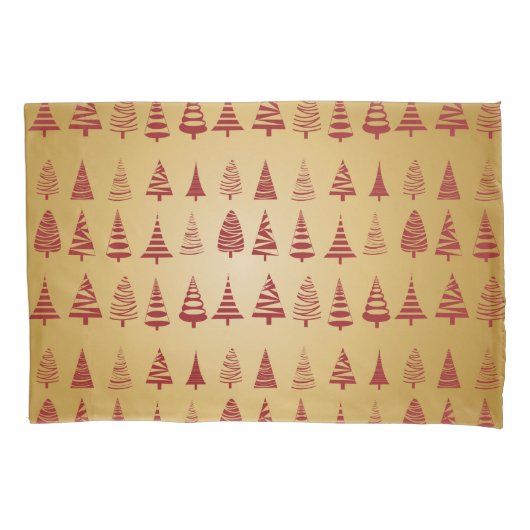 赤いクリスマスツリーモダンオン金ゴールド 枕カバー (正面)