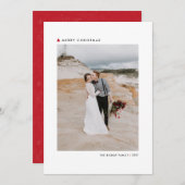 赤いクリスマスツリーモダンメリークリスマスフォト シーズンカード (正面/裏面)