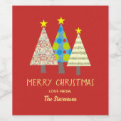 赤いクリスマスツリー オーダーメイド ワインラベル (シングルラベル)