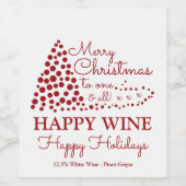 赤いクリスマスツリー、ハッピーワインハッピーホリデーズワイン ワインラベル (シングルラベル)