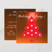 赤いクリスマスツリー ホリデーパーティー 白 オレンジ 招待状 (正面/裏面)