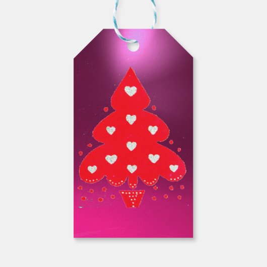 赤いクリスマスツリー ホリデーパーティー 紫 ギフトタグ (裏面)