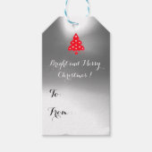 赤いクリスマスツリー ホリデーパーティ 紫 ギフトタグ (正面)