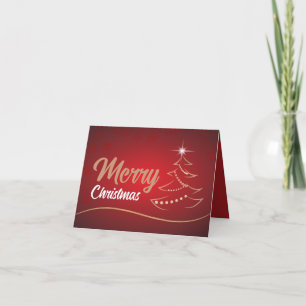 赤いクリスマスツリー、季節のお客様 サンキューカード