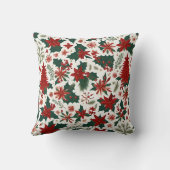 赤いクリスマスツリー、花、果実、緑葉の クッション (裏面)