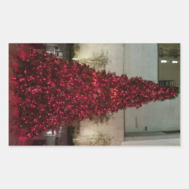 赤いクリスマスツリー- NYC 長方形シール