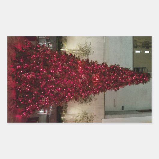 赤いクリスマスツリー- NYC 長方形シール (正面)