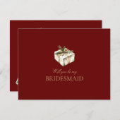 赤いクリスマスデコの花嫁プロポーザルのカード セーブザデート (正面/裏面)