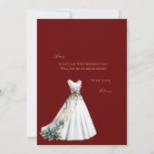 赤いクリスマスデコの花嫁プロポーザルのカード セーブザデート (裏面)