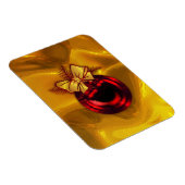 赤いクリスマスデコレーションの金ゴールド マグネット (右側)