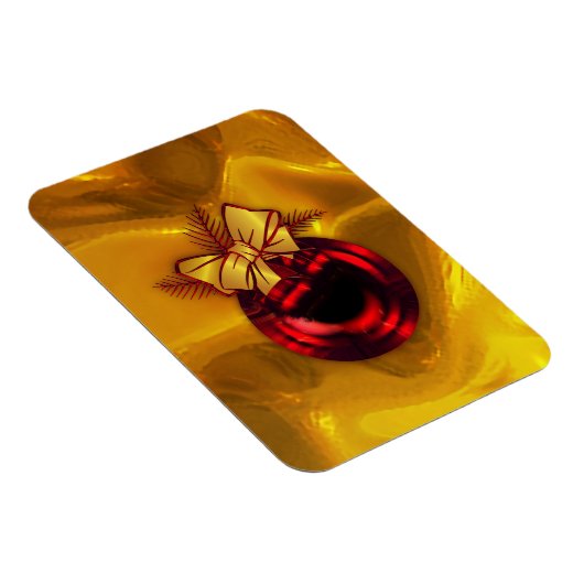 赤いクリスマスデコレーションの金ゴールド マグネット (右側)