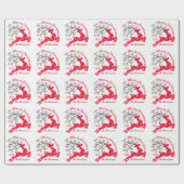 赤いクリスマストナカイのスノーフレーク名ホワイト ラッピングペーパー (フラット)