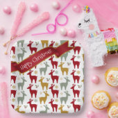 赤いクリスマストナカイのパターン#12 ID1009 ペーパープレート (パーティー)