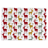 赤いクリスマストナカイのパターン#12 ID1009 ラージペーパーバッグ (裏面)