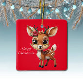 赤いクリスマストナカイ,ポインセチアのクリスマスディアー🦌🎄 セラミックオーナメント