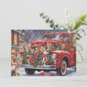 赤いクリスマストラックと子猫 シーズンカード (スタンド正面)