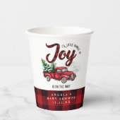赤いクリスマストラックのバンドル喜び赤ちゃんシャワー 紙コップ (正面)