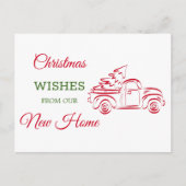 赤いクリスマストラックのラインアートを動かした シーズンポストカード (正面)