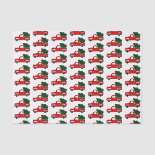 赤いクリスマストラックのラスティッククリスマスホリデーパーティー 薄葉紙 (正面)