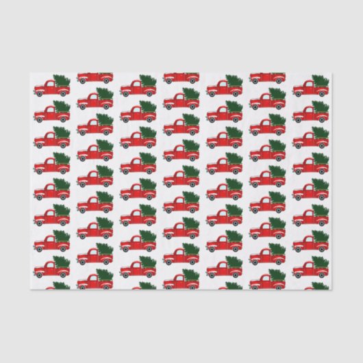 赤いクリスマストラックのラスティッククリスマスホリデーパーティ 薄葉紙 (正面)