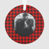 赤いクリスマストラック水の色の新婚の写真 オーナメント (裏面)