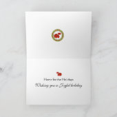 赤いクリスマストレインエンジングリーン背景 シーズンカード (内部)