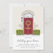 赤いクリスマスドア |ホリデーオープンハウス 招待状 (正面)