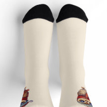 赤いクリスマスハットソックス付きライトベージュかわいいフクロウ