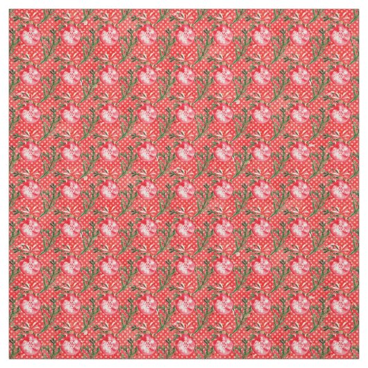 赤いクリスマスバウブル ファブリック (見本)