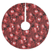 赤いクリスマスバウブル ブラッシュドポリエステルツリースカート (正面)