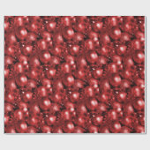 赤いクリスマスバウブル ラッピングペーパー (フラット)