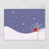 赤いクリスマスバード シーズンポストカード (正面)