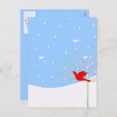 赤いクリスマスバード シーズンポストカード (正面/裏面)