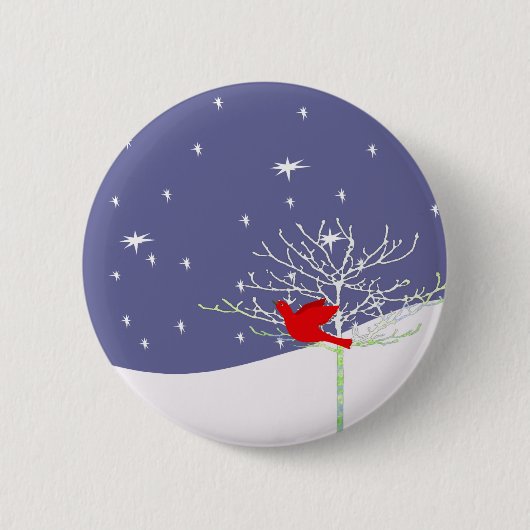 赤いクリスマスバード 缶バッジ (正面)