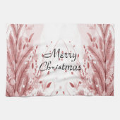 赤いクリスマスパインの木の雪の装飾美しい キッチンタオル (横)