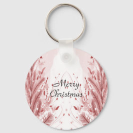 赤いクリスマスパインの木の雪の装飾美しい キーホルダー