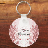 赤いクリスマスパインの木の雪の装飾美しい キーホルダー (正面)