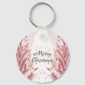 赤いクリスマスパインの木の雪の装飾美しい キーホルダー (裏面)