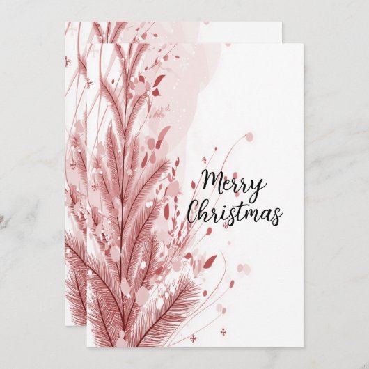 赤いクリスマスパインの木の雪の装飾美しい シーズンカード (正面/裏面)