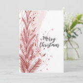 赤いクリスマスパインの木の雪の装飾美しい シーズンカード (スタンド正面)