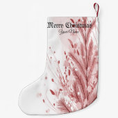 赤いクリスマスパインの木の雪の装飾美しい スモールクリスマスストッキング (裏面)
