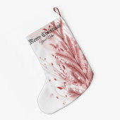 赤いクリスマスパインの木の雪の装飾美しい スモールクリスマスストッキング (裏面 (吊り時))