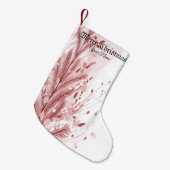 赤いクリスマスパインの木の雪の装飾美しい スモールクリスマスストッキング (正面 (吊り時))