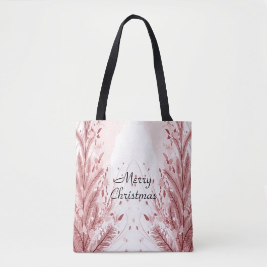 赤いクリスマスパインの木の雪の装飾美しい トートバッグ (正面)
